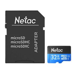 Netac P500 32GB MicroSDHC Card with SD Adapter, U1 Class 10, Up to 90MBs