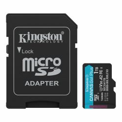 Kingston 1TB Canvas Go! Plus Gen4 MicroSDXC Card with SD Adapter, UHS-I Class 10, U3, A2 App Performance, 200MBs