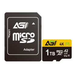 AGI 1TB TF138 Micro SDXC Card with SD Adapter, UHS-I Cass 10  V30  A2 App Performance