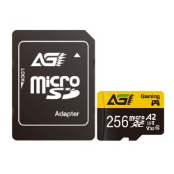 AGI 256GB TF138 Micro SDXC Card with SD Adapter, UHS-I Cass 10  V30  A2 App Performance