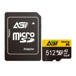 AGI 512GB TF138 Micro SDXC Card with SD Adapter, UHS-I Cass 10  V30  A2 App Performance