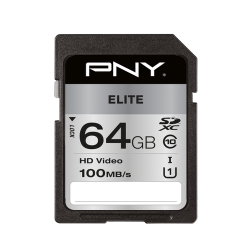 PNY Elite SDHC 64GB SD Card, UHS-I Class 10 Memory Cards