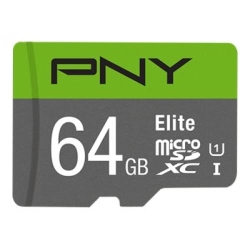 PNY microSDXC Elite 64GB Micro SDXC Card with SD Adapter, UHS-I Class 10 Memory Cards