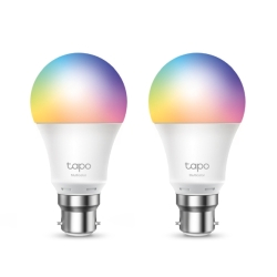 TP-LINK TAPO L530B 2-Pack Wi-Fi LED Smart Multicolour Light Bulb, Dimmable, AppVoice Control, Bayonet Fitting