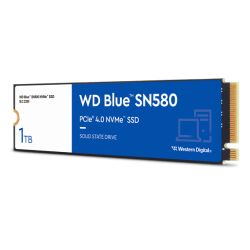 WD 1TB Blue SN580 M.2 NVMe Gen4 SSD, M.2 2280, PCIe4, TLC NAND, RW 41504150 MBs, 600K750K IOPS