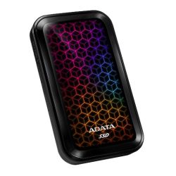 ADATA SE770G 1TB External RGB SSD, USB 3.2 Gen2 Type-C (USB-A Adapter), R/W 1000/800 MB/s, Windows/Mac/Android Compatible External SSD Drives