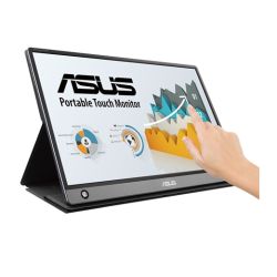 Asus 15.6 Portable IPS Touchscreen Monitor ZenScreen MB16AMT, 1920 x 1080, USB-C USB-A adapter, micro-HDMI, 7800mAh Battery, Auto-rotatable, Hybrid Signal, Smart Case Stand