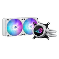 Asus ROG STRIX LC III 240 ARGB White Liquid CPU Cooler, 240mm, 7th Gen v2 Asetek Pump, ARGB Fans, Customisable LCD Display, Rotatable Water Block