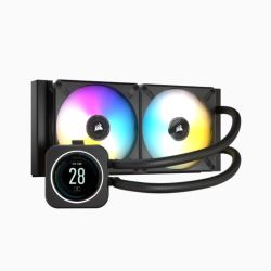 Corsair iCUE H100i ELITE LCD Display 240mm RGB Liquid CPU Cooler, 2 x 12cm ML RGB PWM Fans, Personalised LCD Screen Cooling