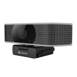 Sandberg Pro Elite 4K UHD Webcam with Noise-Reducing Stereo Mic, USB-AUSB-C, 8.3MP, 3840 x 2160, 60fps, Glass Lens, 78° Viewing Angle, 5 Year Warranty
