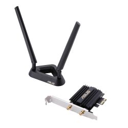 Asus PCE-AX58BT AX3000 574+2402 Wireless Dual Band PCI Express Wi-Fi 6 Adapter, Bluetooth 5.0,  WPA3, OFDMA & MU-MIMO, External Base