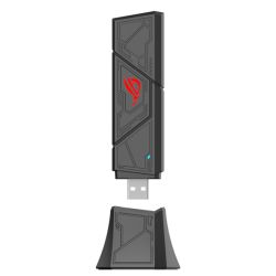 Asus ROG USB-BE92 BE6500 Tri-Band Wi-Fi 7 USB Adapter, USB Type A & C, 4096-QAM, MLO, WPA3 Security, OFDMA, MU-MIMO, Cradle