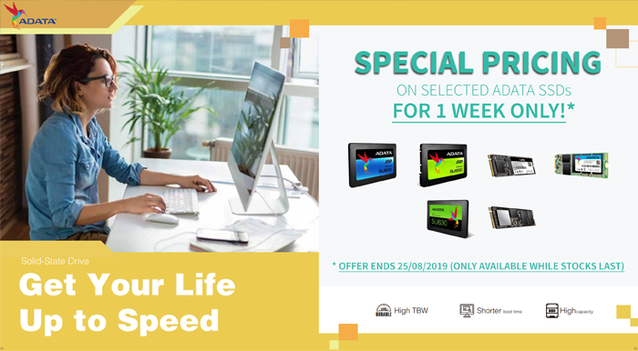 Special pricing on selected Adata SSDs 08.19