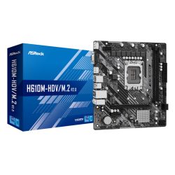 ASMBH610MHDVM2R2 - Asrock H610M-HDVM.2 R2.0, Intel H610, 1700, Micro ATX, 2 DDR4, VGA, HDMI, DP, PCIe4, 1x M.2 Asrock H610M-HDVM.2 R2.0, Intel H610, 1700, Micro ATX, 2 DDR4, VGA, HDMI, DP, PCIe4, 1x M.2