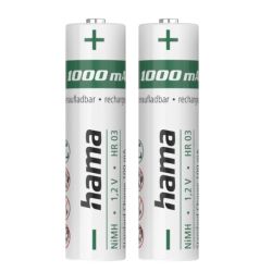 BATT-HAM2PCS-223524 - Hama NiMH AAA Micro Rechargeable Batteries 2-Pack, 1000mAh, 1.2V Hama NiMH AAA Micro Rechargeable Batteries 2-Pack, 1000mAh, 1.2V