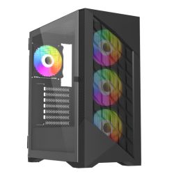 CAA-VIDTYPHOON-BLK - Vida Typhoon Black ARGB Gaming Case w Glass Window, ATX, Mesh Front, 4x ARGB Fans Vida Typhoon Black ARGB Gaming Case w Glass Window, ATX, Mesh Front, 4x ARGB Fans