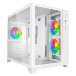 CAM-VIDAKIRA-WHTV2 - Vida Akira V2 White ARGB Gaming Case w Glass Front & Side, Micro ATX, 3x ARGB PWM Fans, 6-Port ARGB Fan Hub & Remote Control Vida Akira V2 White ARGB Gaming Case w Glass Front & Side, Micro ATX, 3x ARGB PWM Fans, 6-Port ARGB Fan Hub & Remote Control