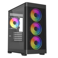 CAM-VIDZEPHYRV2-BLK - Vida Zephyr V2 Black ARGB Gaming Case w Glass Window, Micro ATX, 4x ARGB PWM Fans, 6-Port ARGB Fan Hub & Remote Control, Mesh Front Vida Zephyr V2 Black ARGB Gaming Case w Glass Window, Micro ATX, 4x ARGB PWM Fans, 6-Port ARGB Fan Hub & Remote Control, Mesh Front