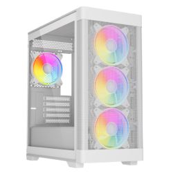 CAM-VIDZEPHYRV2-WHT - Vida Zephyr V2 White ARGB Gaming Case w Glass Window, Micro ATX, 4x ARGB PWM Fans, 6-Port ARGB Fan Hub & Remote Control, Mesh Front Vida Zephyr V2 White ARGB Gaming Case w Glass Window, Micro ATX, 4x ARGB PWM Fans, 6-Port ARGB Fan Hub & Remote Control, Mesh Front