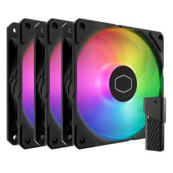 CF120-CMSFARBG3IN1 - Cooler Master SickleFlow Edge 120 ARGB 120mm PWM Case Fans 3 Pack, Up to 2500 RPM, Loop Dynamic Bearing, LED Controller, Black Cooler Master SickleFlow Edge 120 ARGB 120mm PWM Case Fans 3 Pack, Up to 2500 RPM, Loop Dynamic Bearing, LED Controller, Black