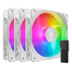 CF120-CMSFARGBW3IN1 - Cooler Master SickleFlow Edge 120 ARGB 120mm PWM Case Fans 3 Pack, Up to 2500 RPM, Loop Dynamic Bearing, LED Controller, White Edition Cooler Master SickleFlow Edge 120 ARGB 120mm PWM Case Fans 3 Pack, Up to 2500 RPM, Loop Dynamic Bearing, LED Controller, White Edition