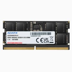 D5SO32G56AD46 - ADATA Standard 32GB, DDR5, 5600MHz PC5-44800, CL46, 1.1V, ECC, SODIMM Memory ADATA Standard 32GB, DDR5, 5600MHz PC5-44800, CL46, 1.1V, ECC, SODIMM Memory