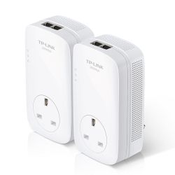 HOMEP-2TP2000-KITPASS - TP-LINK TL-PA9020P KIT AV2000 GB Powerline Adapter Kit, AC Pass Through, 2 Ports TP-LINK TL-PA9020P KIT AV2000 GB Powerline Adapter Kit, AC Pass Through, 2 Ports
