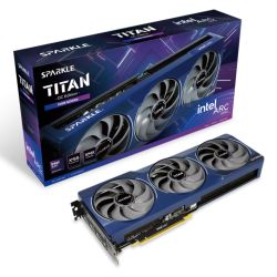 INARB580T12SPTIOC - Sparkle Intel Arc B580 TITAN OC, 12GB DDR6, HDMI, 3 DP, 2740MHz Clock, Blue Breathing Light, Overclocked Sparkle Intel Arc B580 TITAN OC, 12GB DDR6, HDMI, 3 DP, 2740MHz Clock, Blue Breathing Light, Overclocked
