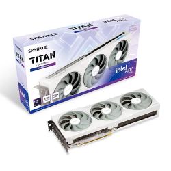 INARB580TW12TITANLUNAOC - Sparkle Intel Arc B580 TITAN Luna OC, 12GB DDR6, HDMI, 3 DP, 2740MHz Clock, Blue Breathing Light, Overclocked, White Sparkle Intel Arc B580 TITAN Luna OC, 12GB DDR6, HDMI, 3 DP, 2740MHz Clock, Blue Breathing Light, Overclocked, White