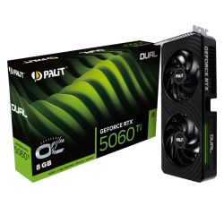 NVRTX5060TI8PALDUALOC - Palit RTX5060 Ti DUAL OC, PCIe5, 8GB DDR7, HDMI, 3 DP, 2632MHz Clock, RGB Lighting, Overclocked Palit RTX5060 Ti DUAL OC, PCIe5, 8GB DDR7, HDMI, 3 DP, 2632MHz Clock, RGB Lighting, Overclocked