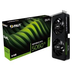 NVRTX5060TI8PALDUAL - Palit RTX5060 Ti DUAL, PCIe5, 8GB DDR7, HDMI, 3 DP, 2572MHz Clock, RGB Lighting Palit RTX5060 Ti DUAL, PCIe5, 8GB DDR7, HDMI, 3 DP, 2572MHz Clock, RGB Lighting